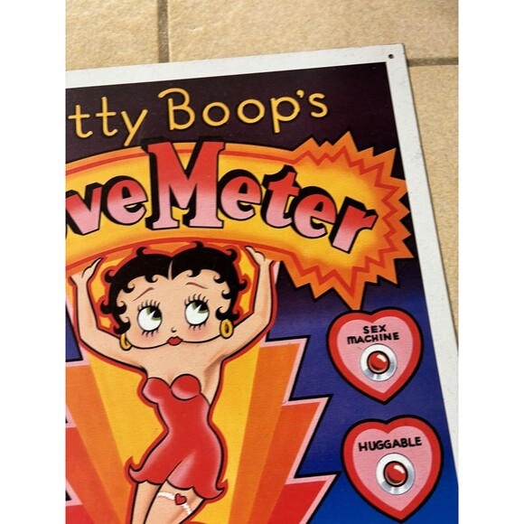 1991 Betty Boop Love Meter Metal Sign ~ How Hot Are You? 16"x12.5" (Mint!) - Picture 3 of 6
